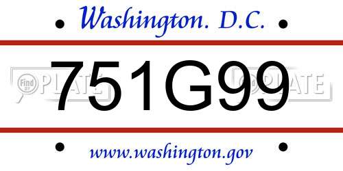 751G99 District Of Columbia License Plate