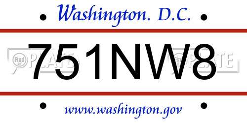 751NW8 District Of Columbia License Plate