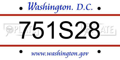 751S28 District Of Columbia License Plate