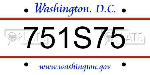 751S75 District Of Columbia License Plate