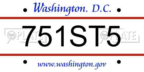 751ST5 District Of Columbia License Plate