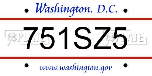 751SZ5 District Of Columbia License Plate