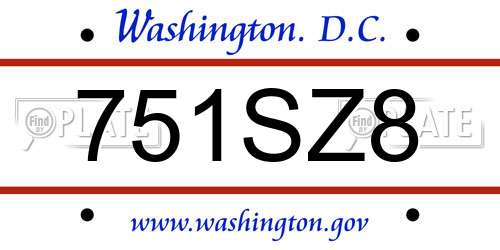 751SZ8 District Of Columbia License Plate