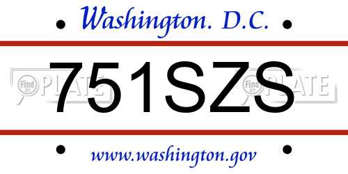 751SZS District Of Columbia License Plate