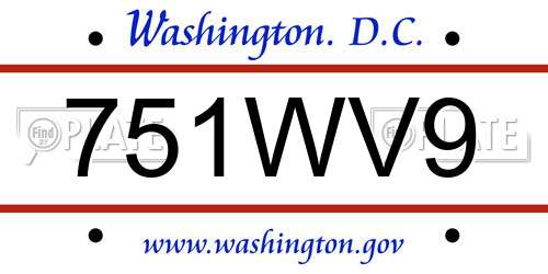751WV9 District Of Columbia License Plate