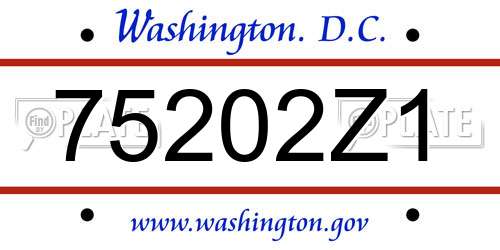 75202Z1 District Of Columbia License Plate