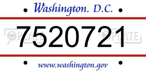 7520721 District Of Columbia License Plate