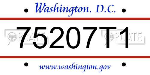 75207T1 District Of Columbia License Plate