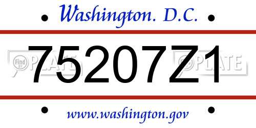 75207Z1 District Of Columbia License Plate