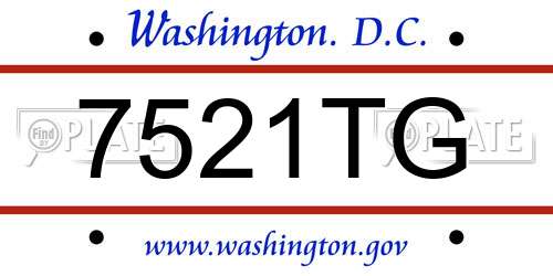 7521TG District Of Columbia License Plate