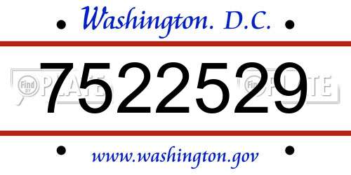 7522529 District Of Columbia License Plate