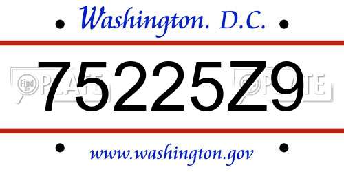 75225Z9 District Of Columbia License Plate