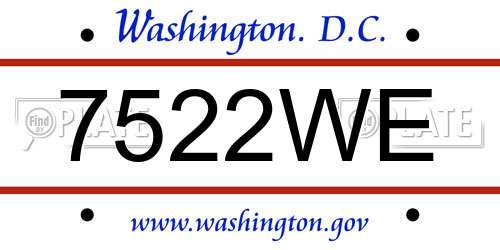 7522WE District Of Columbia License Plate