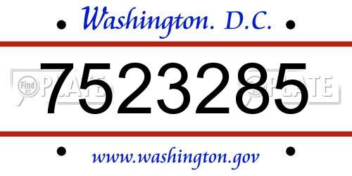 7523285 District Of Columbia License Plate