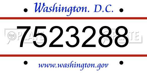 7523288 District Of Columbia License Plate