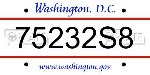 75232S8 District Of Columbia License Plate