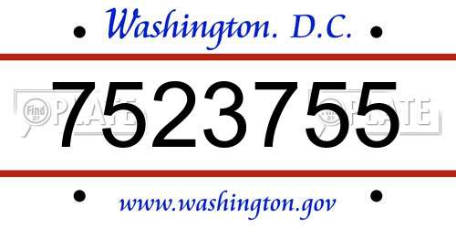 7523755 District Of Columbia License Plate