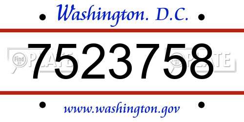 7523758 District Of Columbia License Plate