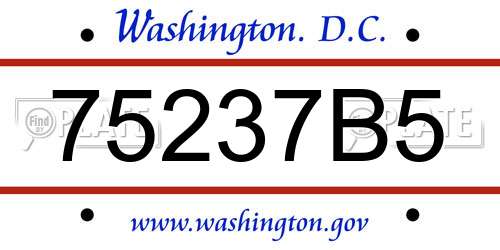 75237B5 District Of Columbia License Plate
