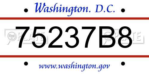 75237B8 District Of Columbia License Plate