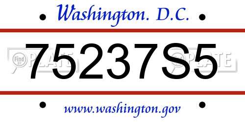 75237S5 District Of Columbia License Plate