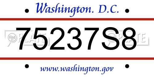 75237S8 District Of Columbia License Plate