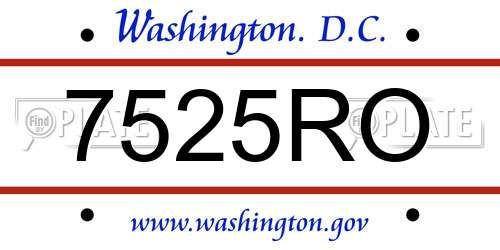 7525RO District Of Columbia License Plate