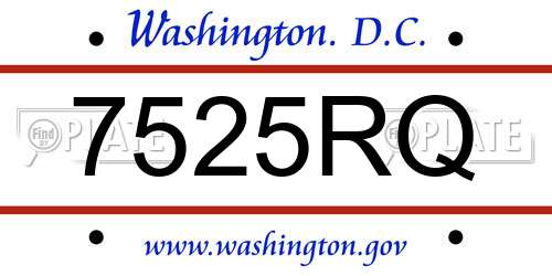 7525RQ District Of Columbia License Plate