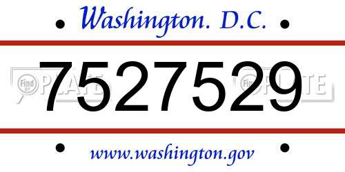 7527529 District Of Columbia License Plate
