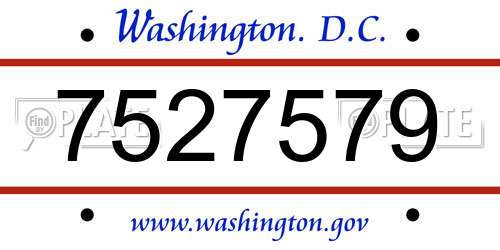 7527579 District Of Columbia License Plate