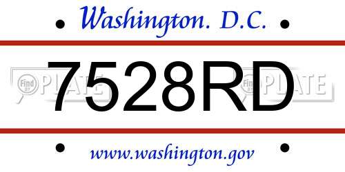 7528RD District Of Columbia License Plate