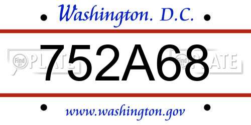 752A68 District Of Columbia License Plate