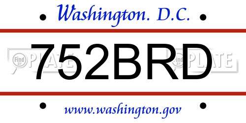 752BRD District Of Columbia License Plate