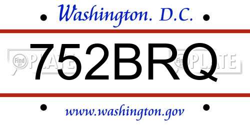 752BRQ District Of Columbia License Plate