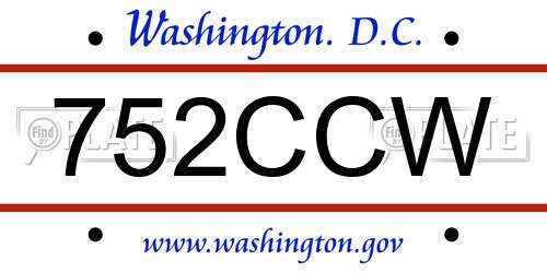 752CCW District Of Columbia License Plate