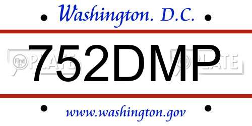 752DMP District Of Columbia License Plate