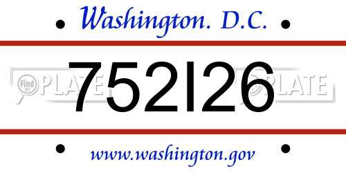 752I26 District Of Columbia License Plate