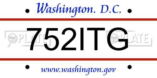 752ITG District Of Columbia License Plate