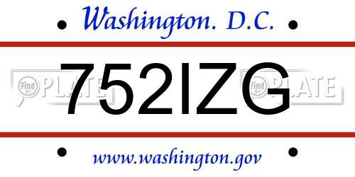 752IZG District Of Columbia License Plate