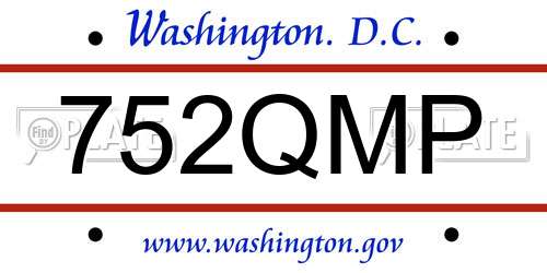 752QMP District Of Columbia License Plate