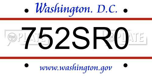 752SR0 District Of Columbia License Plate