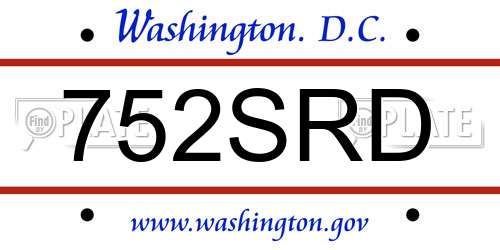 752SRD District Of Columbia License Plate