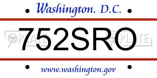 752SRO District Of Columbia License Plate