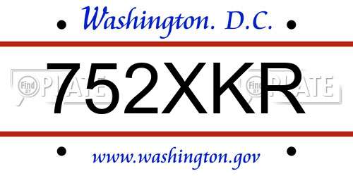 752XKR District Of Columbia License Plate