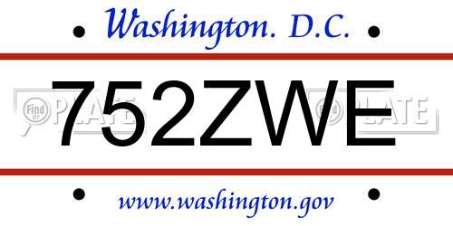 752ZWE District Of Columbia License Plate