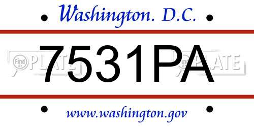 7531PA District Of Columbia License Plate