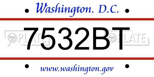 7532BT District Of Columbia License Plate