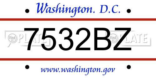 7532BZ District Of Columbia License Plate