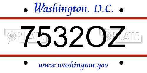 7532OZ District Of Columbia License Plate