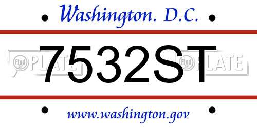 7532ST District Of Columbia License Plate